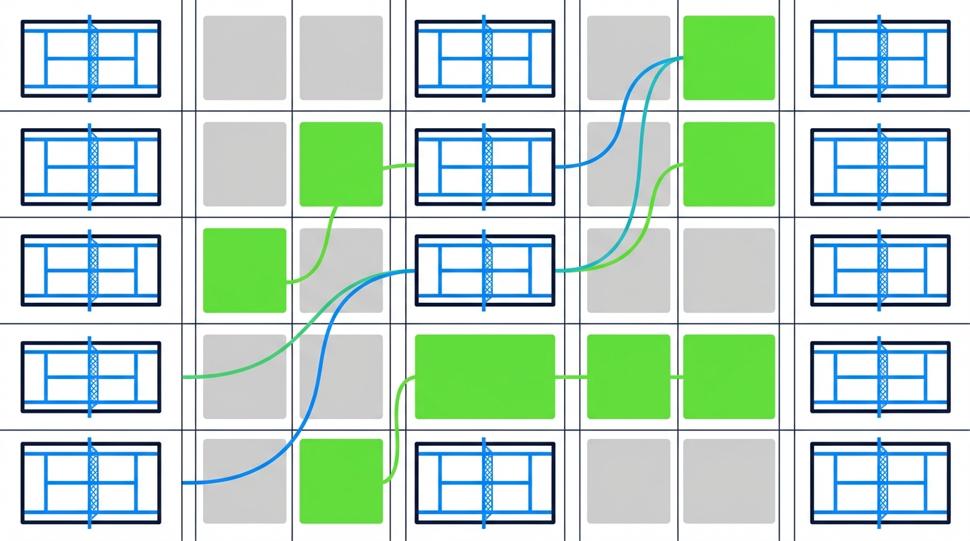 Court scheduling grid showing optimized time slots