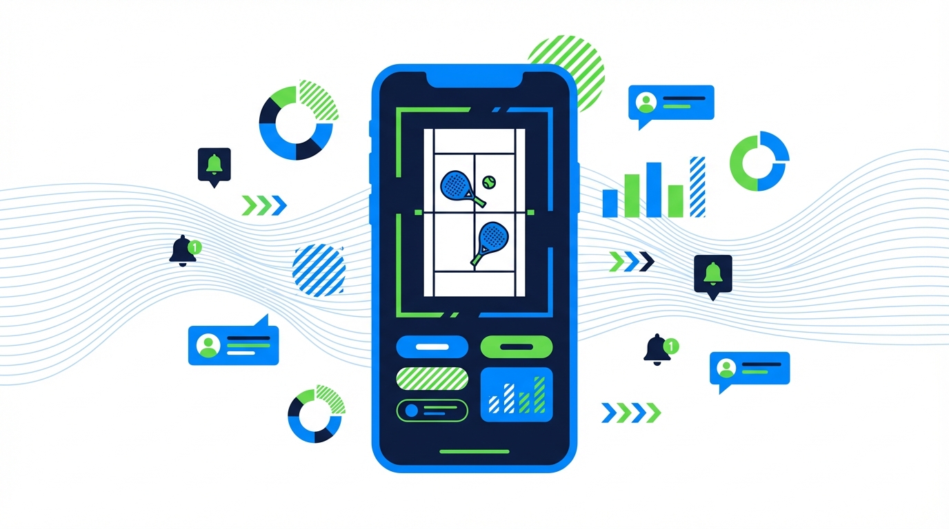 Branded padel club app with custom logo and loyalty features